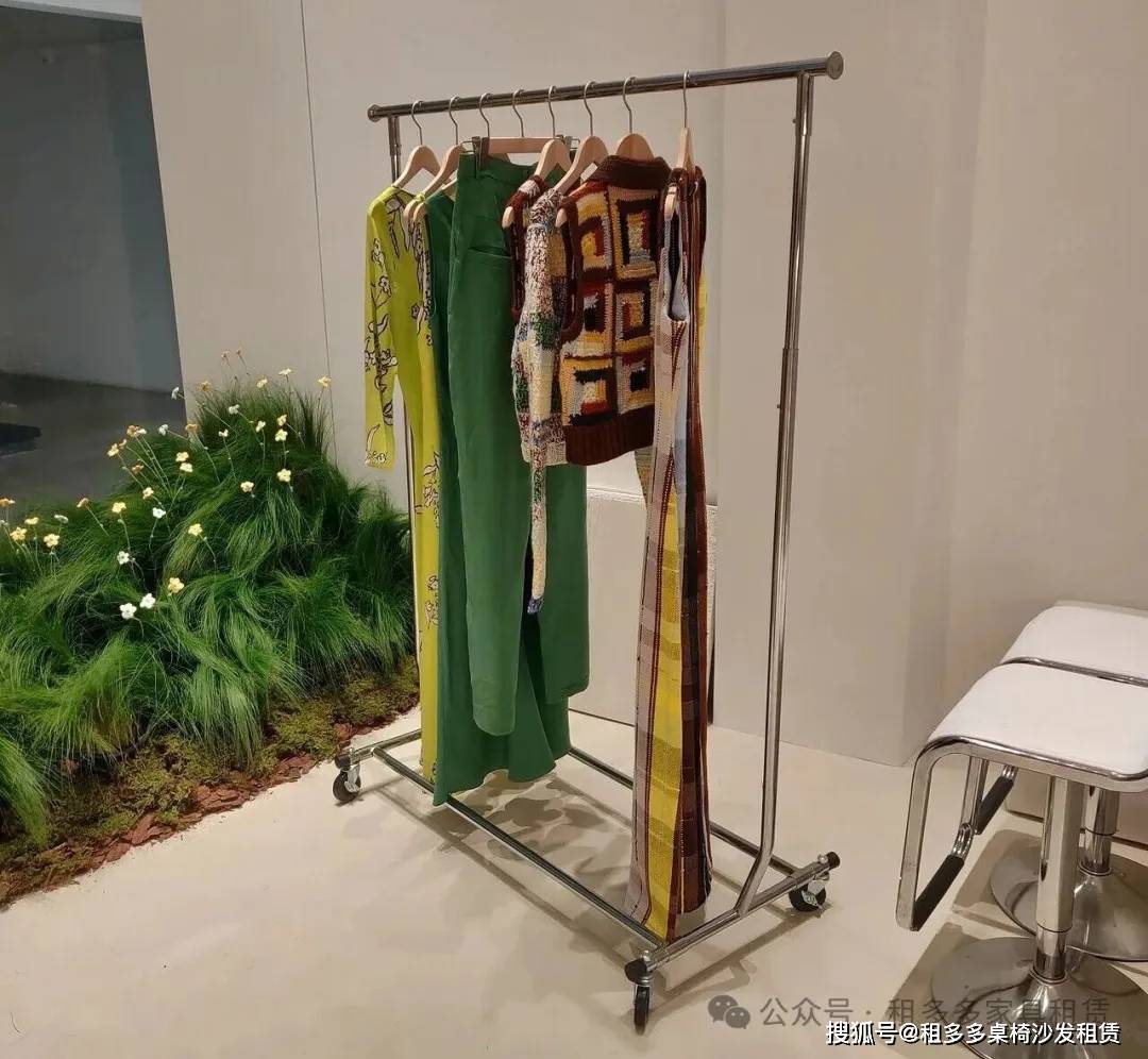 不锈钢升降龙门衣架出租 128×H145~165cm 时装订货会龙门衣架租赁